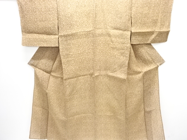 アンティーク　本場小千谷ちぢみ　花唐草模様織り出し着物